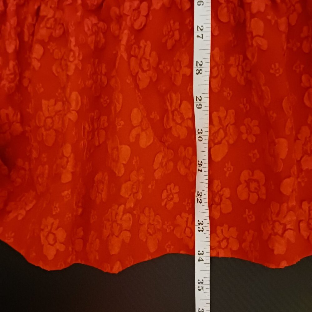 NEW CeCe Womens Floral‎ Print Babydoll Mini Dress Mars Red Size M Tiered Ruffled - Picture 11 of 12